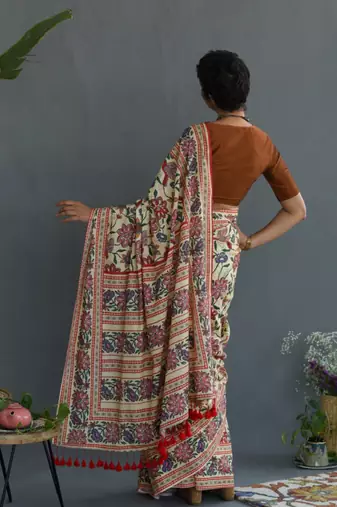 Floral printed pure cotton saree