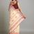 Cream-coloured & red woven design pure cotton jamdani saree