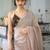 Beige solid cotton blend saree