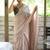 Beige solid cotton blend saree