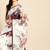 White & maroon organza printed mysore silk saree