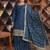 navy blue silk blend  embroidered sequins palazzo suit festive wear for women's