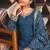 navy blue silk blend  embroidered sequins palazzo suit festive wear for women's