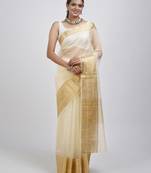 Ethnic motifs woven design zari organza saree