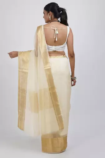 Ethnic motifs woven design zari organza saree