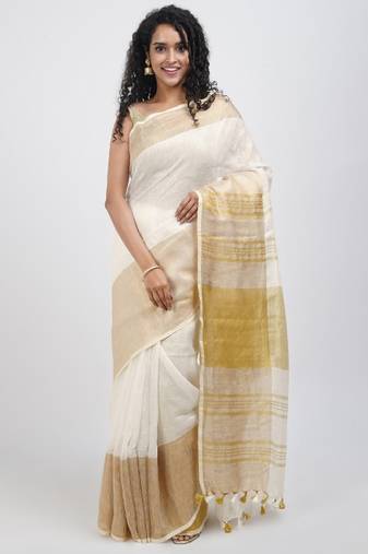 Zari linen blend saree