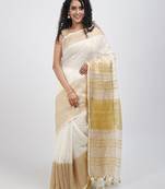 Zari linen blend saree