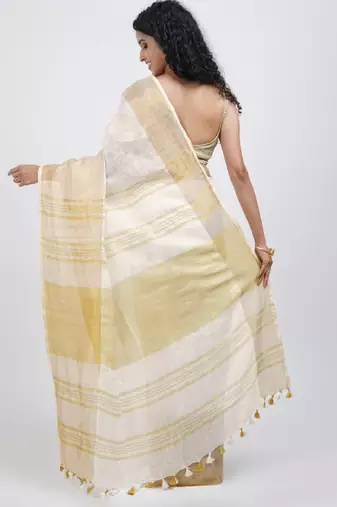Zari linen blend saree