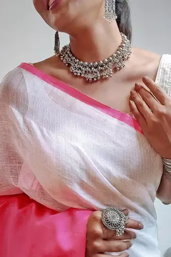 Colourblocked saree