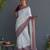 White & maroon ethnic motifs printed pure cotton saree