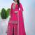 hot pink silk blend  embroidery work sharara suit with dupatta