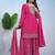 hot pink silk blend  embroidery work sharara suit with dupatta