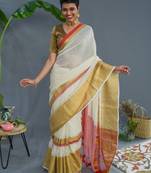 Off zari pure cotton saree