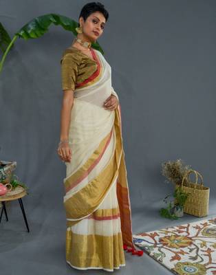 Off zari pure cotton saree 2