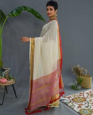 Off zari pure cotton saree 3
