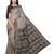 White & blue checked pure cotton block print saree