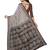 White & blue checked pure cotton block print saree