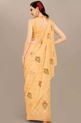 Women floral embroidered georgette saree