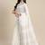 Off white solid linen blend saree