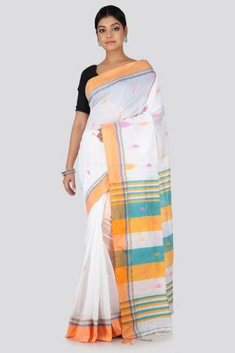 Woven design cotton blend saree