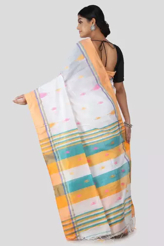 Woven design cotton blend saree