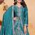 teal green crepe silk blend  embroidered sequins palazzo suit festive wear for women's