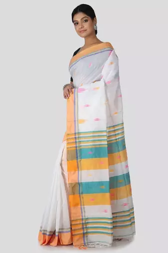 Woven design cotton blend saree