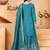 teal green crepe silk blend  embroidered sequins palazzo suit festive wear for women's