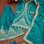 teal green crepe silk blend  embroidered sequins palazzo suit festive wear for women's