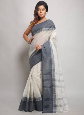 Pure cotton taant saree with contrast border 1