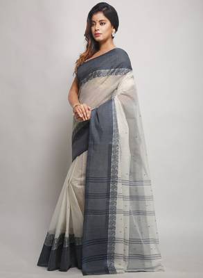 Pure cotton taant saree with contrast border 2