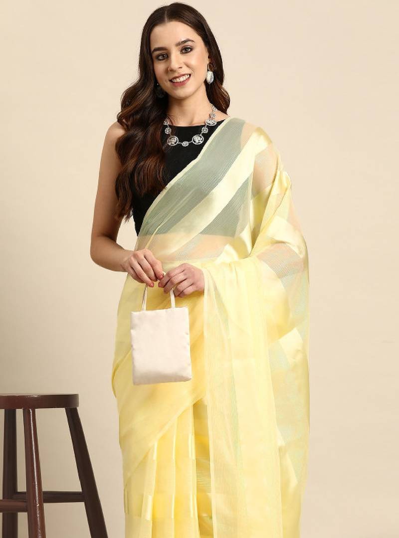 Striped poly georgette ready to wear saree