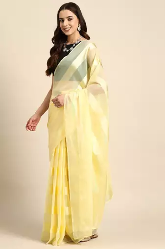 Striped poly georgette ready to wear saree