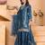 teal silk blend  embroidered sequins palazzo suit festive wear