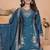 teal silk blend  embroidered sequins palazzo suit festive wear