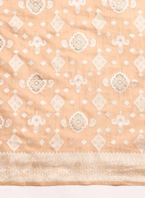 Ethnic motifs zari linen blend banarasi saree 4