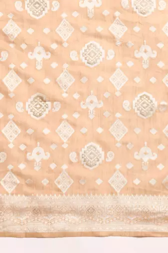 Ethnic motifs zari linen blend banarasi saree