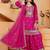 rani pink chiffon embroidered palazzo suit with dupatta