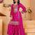 rani pink chiffon embroidered palazzo suit with dupatta