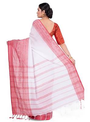 Woven design pure cotton taant saree 3