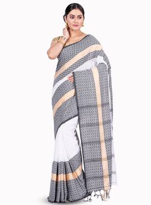 Floral woven design pure cotton taant saree 1