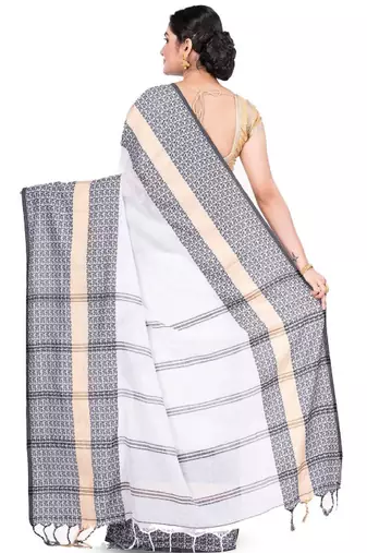 Floral woven design pure cotton taant saree