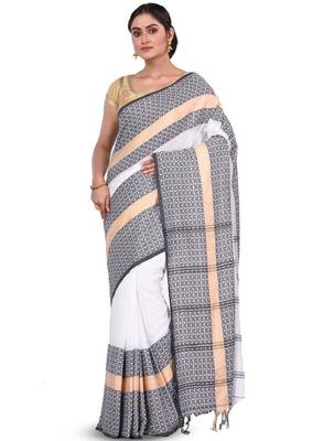Floral woven design pure cotton taant saree 4