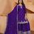 purple designer silk blend  embroidery sharara suit set and dupatta for women's