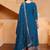 teal  blue designer silk blend  embroidery sharara suit set and dupatta for women's