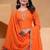 orange  designer silk blend  embroidery sharara suit set and dupatta for women's