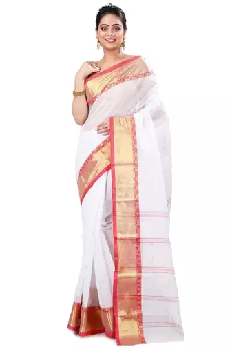 Woven design zari pure cotton taant saree