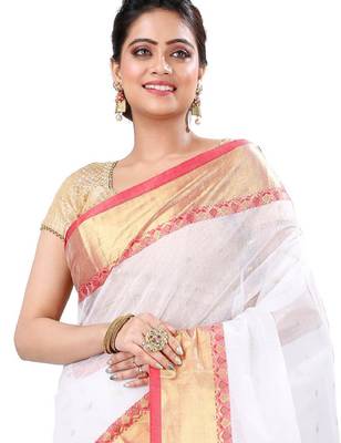 Woven design zari pure cotton taant saree 2