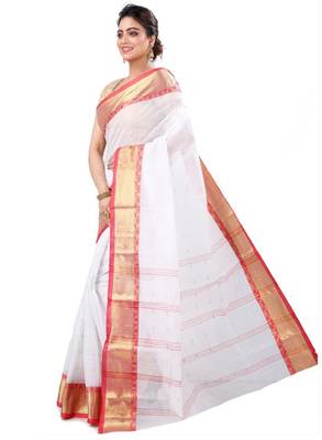 Woven design zari pure cotton taant saree 3