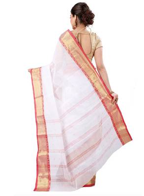 Woven design zari pure cotton taant saree 4
